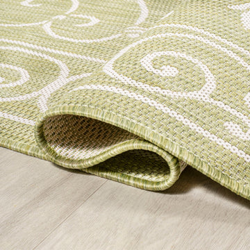 Charleston Vintage Filigree Textured Weave Indoor/outdoor Round Rug